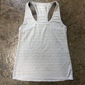 Gray/white striped Razorback workout tank